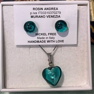 Genuine Italian made glass earring and necklace set